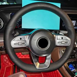 Kaly Zrainsun Customized Car Steering Wheel Cover For-benz C-Class 2021 Model Black Perforated Leather Hand Stiching Braid H8M4T