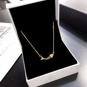 GL 18K GOLD stainless steel  personality fishbone Necklace for women N8016