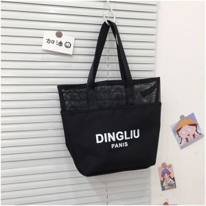 Korean style Classic Portable Tote Bag Female Large Capacity Shoulder Mesh Handbag shoppingbag