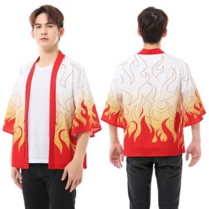 Anime Demon Slayer Cosplay Costume Adult Kimetsu No Yaiba Kamado Tanjirou Cloak Agatsuma Zenitsu Kamado Nezuko Kimono Kids Printed Pattern Cardigan Shirt