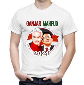 kaos ganjar mahfud lengan pendek pria dan wanita katun combed 24s