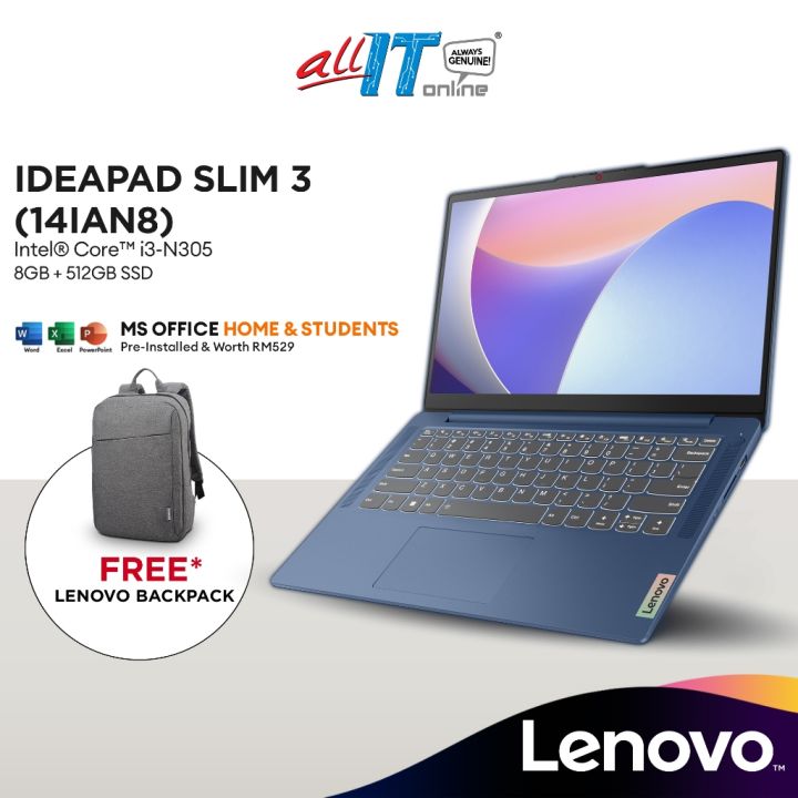 Lenovo IdeaPad Slim 3 14IAN8 14" FHD Laptop (Intel® Core™ i3-N305 | 8GB ...