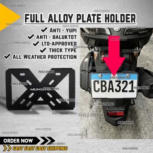 Full Alloy Plate Holder Motorcycle universal Matte Black Anti Yupi Anti Baluktot Thick Type All weather protection Heavy duty