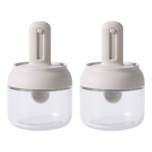 Clear Glass Storage Jars With Retractable Spoon And Securely Seal For Cooking Oil Seasonings And Coffee Nut