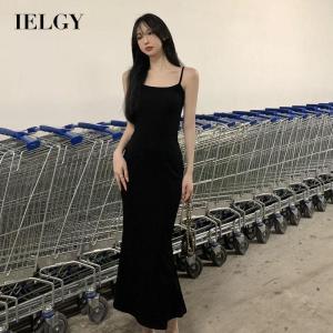 IELGY sleeveless waist dress womens temperament fishtail long