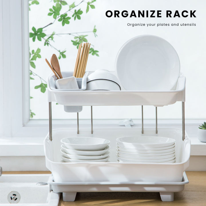 LOCAUPIN Tier Dish Rack with Drainer Plates Organizer Storage and Utensil  Holder Kitchen Racks Organizer Lazada PH