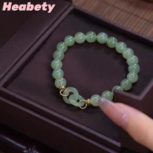 Heabety Lucky Bead Bracelet For Women Exquisite Chinese Style Heart Buckle Bracelet Bangle Fashion Jewelry Accessories Gift