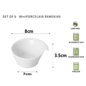 DAFIFY 10 Pcs Porcelain Stella Hotel Ramekin for Baking Canne Soup Bowl Pudding Cups 8cm
