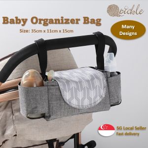 SG SELLER Baby Organizer Bag Stroller Hanging Bag Flip Type Diapers Bottles Multi Pocket Storage Bag