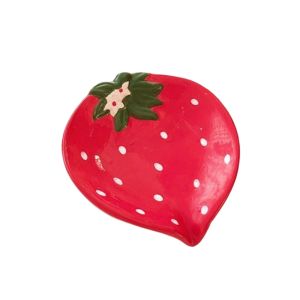 LIANG ผลไม้สตรอเบอร์รี่ กล่องสบู่เซรามิก น่ารัก แตงโม ถาดสบู่ตกแต่ง ชั้นเก็บของ รูปแบบหรูหรา ที่วางจานสบู่ ของใช้ในครัวเรือน
