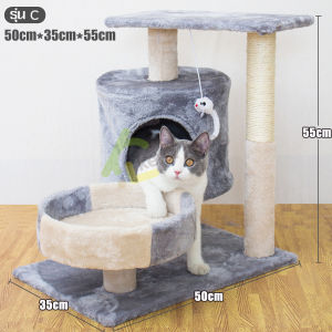คอนโดแมว3ชั้น ของเล่นแมว คอนโดแมว ที่นอนแมว บ้านแมว ที่ลับเล็บแมว ที่นอนสัตว์เลี้ยง เตียงแมว อุปกรณ์สัตว์เลี้ยง กำมะหยี่นุ่มๆ