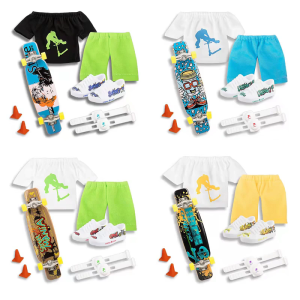 Fingerboard Shoes And Pants Mini Scooter Finger Skateboard With Shoes Finger Toy Set Mini Skateboard Finger Skate Board