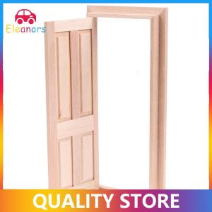 [Eleanor] 1 12 Dollhouse Miniature 4 Panel Interior Wooden Door DIY Model Accessories Toys