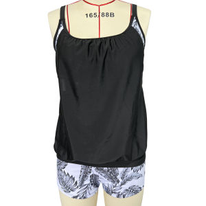 2024 New Cross-Border European and American plus Size Womens Quick-Drying Shorts Vest Conservative Two-Piece Bikini Swimsuit Wholesale ㏇L0514