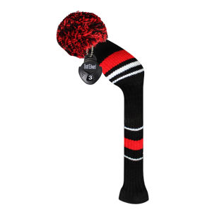 Scott Edward 1PCS Knitted Golf Cover for Driver WoodFairway WoodHybrid(UT) WoodDouble Layers Elastic Acrylic YarnBig Fluffy Pom Decorate Golf BagsMulti-Patterns to Choose