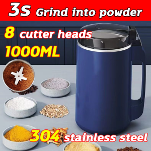 1l Portable Coffee Grinder 8 Cutter Heads Grinder For Food Strong Power Powder Machine For Beansnuts Food Grinder Grinder For Food Mini Grinder Food Preparation Grinders Food Processor And Grinder Food Processor Rice Grinder Machine Electric