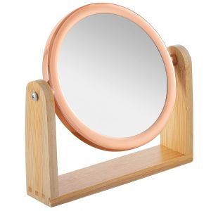 Gương trang điểm hai mặt YEAKE có độ phóng đại 3X với giá đỡ bằng tre gương để bàn nhỏ có khả năng xoay 360 độ °   Gương trang điểm di động xoay được thích hợp cho việc tắm cạo râu và du lịch - Màu xám