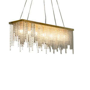 Luxury rectangular crystal chandelier modern LED tassel linear raindrop ceiling chandelier suitable for dining rooms living rooms kitchens