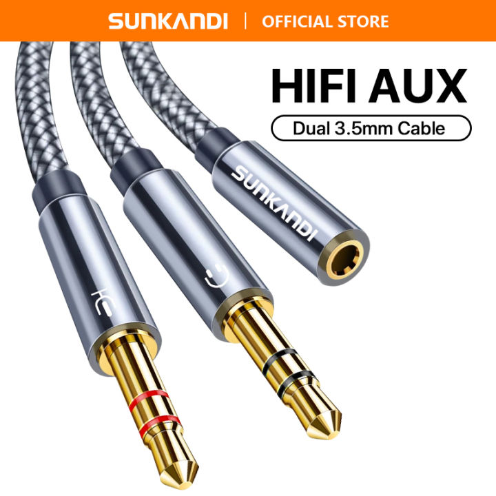SUNKANDI Headphone Splitter Earphone Adapter Audio Female to Male  Headphone Converter Head Audio Splitter Y Adapter Cable for PC Adapter Aux 