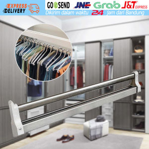 Ready Stock Gantungan Baju Tarik Rak Lemari Pakaian Wardrobe Organizer