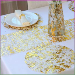 Placemats Setting Disposable Dining Table Decoration Round Luxury Sophistication Gold Foil Fashion