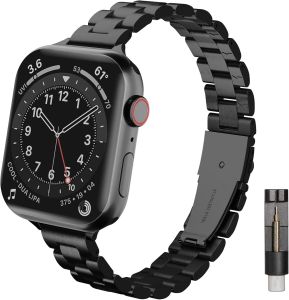 Solid Metal Bands Compatible with Watch Band Series 9 8 7 6 5 4 3 2 1 SE Ultra 38mm 40mm 41mm 42mm 44mm 45mm 49mm Thin Stainless Steel Chain Strap for Women iWatch Bands
