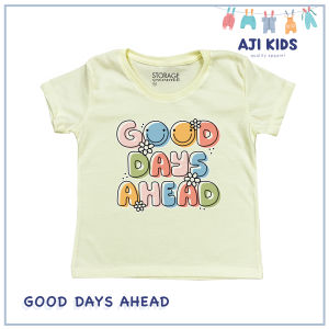 AJI Manila Girls Pastel Colored Graphic Tee with "Good Days a Head" Print