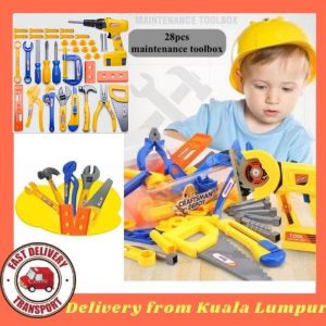 Workshop Toolset Mainan Baiki Peralatan Menukang Mechanic Engineer Electric drill Toolbox Children kid Toy Toolstand screwdriver nail paku
