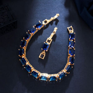 SEQUITO African Style Classy Women Jewelry Yellow Gold Plated Full Paved Setting Baguette Cut AAA Green Frosted Stone Elegant Evening Party Bracelet Bangle B191