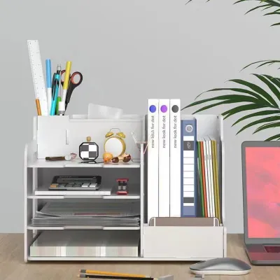 เอกสารโต๊ะมินิมอลชั้นออแกไนเซอร์บนโต๊ะชั้นเอกสาร