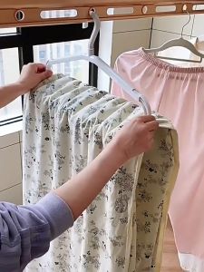 Keranixy Foldable Space Saving Clothes Hanger Telescopic Windproof Stable Rotatable Home Towel Rak Jemuran