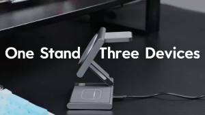4 in 1 Dual Phone Wireless Charger Stand Magnetic Foldable Fast Charging Station Dock for Galaxy S25 Galaxy Watch