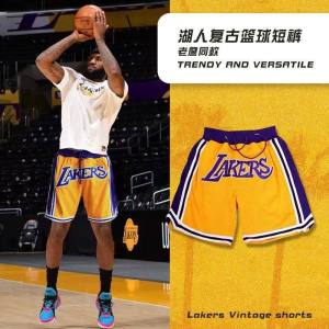 Quần Soóc Lakers Quần Soóc Bóng Rổ Nhanh Khô Lưới Thoáng Khí Mỏng Mùa Hè Quần Soóc Mỹ Thời Trang Cổ Điển Quần Soóc Ngoại Cỡ 5XL Cỡ Lớn Dáng Rộng Cho Nam