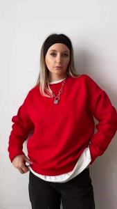 Autumn Oversized Sweatshirts Women Cotton Loose Pullovers Red O Neck Warm Sweatshirt For Women Oversize Winter Clothes Fleece2026
