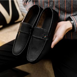 Mens Loafers Leather Cheap Slip Resistant Driving Shoes Fashion Lightweight Suede Men Casual Shoes Lazy Shoes