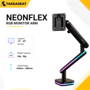 NeonFlex RGB Monitor Arm ★ Suitable For 13 Inch To 32 Inch ★ Up to 9kg Monitor ★ RGB LIghting ★ Monitor Mount ★ Tension Adjustment