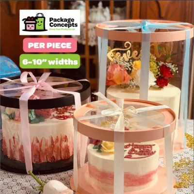 6-10 INCH BOXES | ROUND Acetate Cake Box Clear Cake Box Clear Top Lid