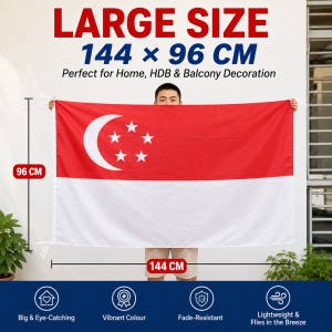 🇸🇬 144*96cm Big Singapore Flag National Polyester Banner Flying For Street Terrace Garden National Day Party Decoration