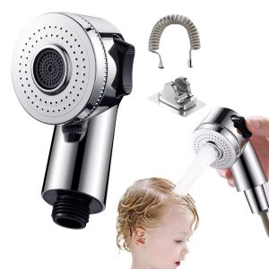 YIYU Water Saving Baby Bath Shower Head Side Switch Type 2 Modes Sink Faucet Hose Sprayer Universal Interface Soft Washing Bathtub Shower Nozzle Shampoo