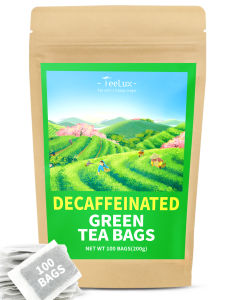 TeeLux Decaf Green Tea Bags Pure Decaffeinated Green Tea Super Antioxidant Hot & Iced Tea 100 Count