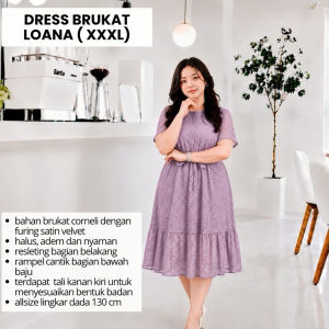 DRESS LOANA BRUKAT JUMBO PENDEK KOREA WANITA TERBARU MODERN KEBAYA PESTA LENGAN PENDEK PAKAIAN BAJU WANITA KEBAYA TRADISIONAL KEBAYA WISUDA LOANA