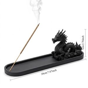 FFBH Zen Dragon Stick Incense Burner 3D Printed Incense Holders Ash Tray Spiritual Meditation Zen Home Tabletop Decor Ornaments Gifts 4P7H5