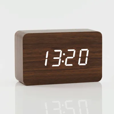【SG】HXR Led Alarm Clock Digital With Light Battery Operated Table Clock For Living Room Wooden Led Digital Clock With Date