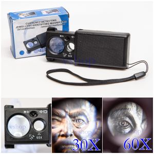 NO.9881 แว่นขยายส่องพระ LED 30x-60x กล้องส่องพระ แว่นขยาย แว่นส่องพระ แว่นส่องเพชร กล้องส่องเพชร แว่นขยายพับได้ แว่นขยายพกพา กล้องขยาย