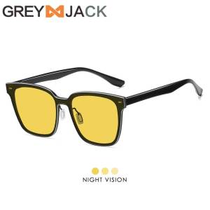 Grey Jack Kacamata Night Drive Vision Anti UV Berkendara Malam Bahan Alumunium Fashion Pria Wanita Ringan Fashionable 7701