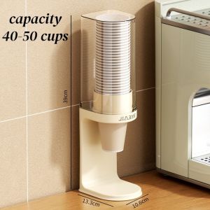 Paper Cup Dispenser Holder Large Capacity Wall Mount Countertop Organizer Dustproof Coffee Tea Kitchen