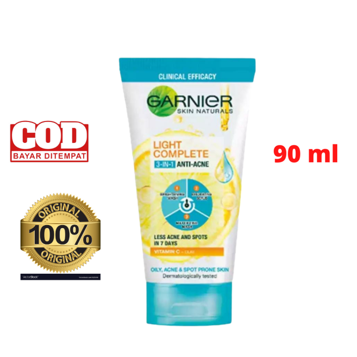 Garnier Bright Complete 3 in 1 Anti Acne Facial wash 90 ml Lazada