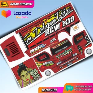 Pola stiker mobilan miniatur truk oleng Trending topik ukuran besar 2 lembar