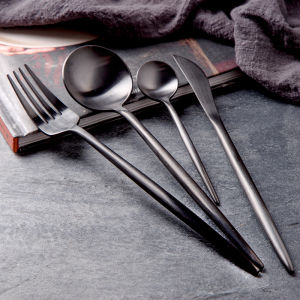 【Fast delivery】Tableware Stainless Steel Cutlery Golden Silvery Glossy Coffee Spoon Dinnerware Dining Fork Knife Dinnerware Kitchen Flatware