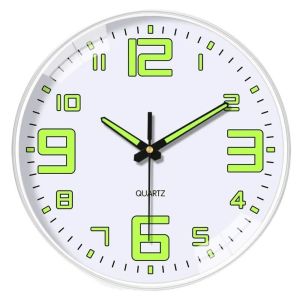 SINGLE Plastic Quartz Wall Clock Round Silent Luminous Wall Clock Light Glow In The Dark Time Accuracy Digital Clock Home